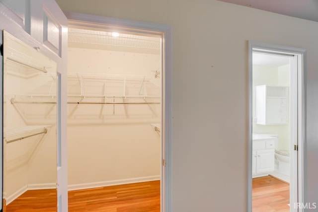 spacious closet with light wood-type flooring