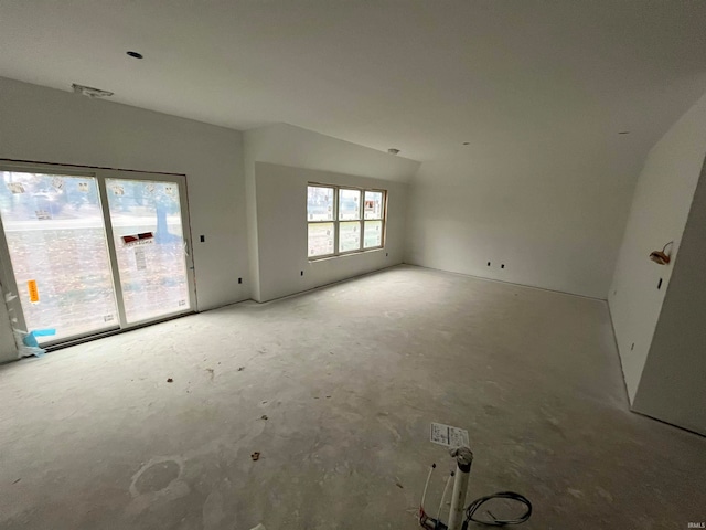 interior space featuring lofted ceiling