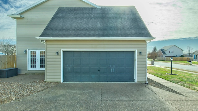 garage featuring french doors