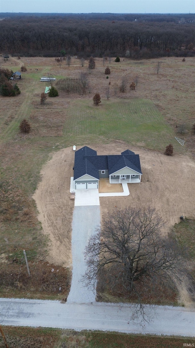 bird's eye view featuring a rural view