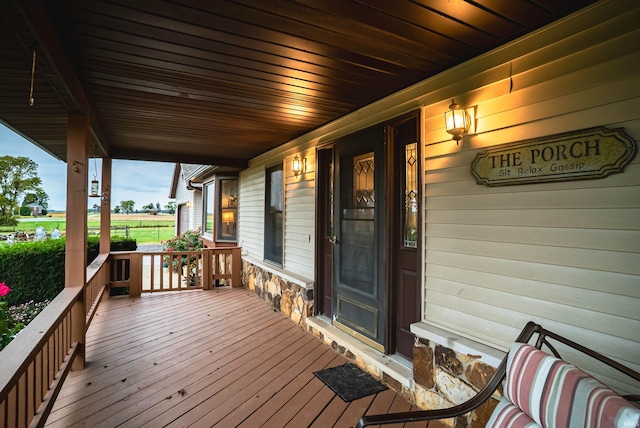 wooden deck with covered porch