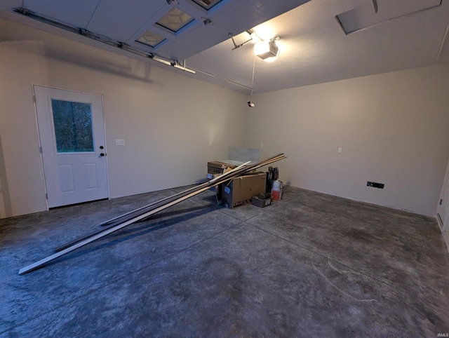 interior space with a garage door opener