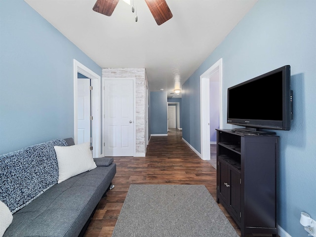 living room with dark hardwood / wood-style floors