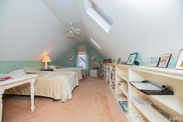 210 Shane Ct, Evansville, IN 47715 - bedroom with light carpet, lofted ceiling, and a skylight