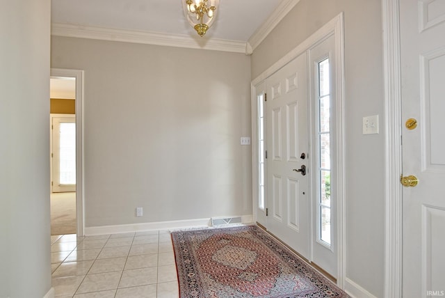 210 Shane Ct, Evansville, IN 47715 - foyer with crown molding, light tile patterned floors, and baseboards