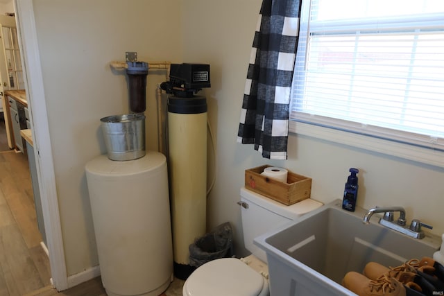 bathroom featuring hardwood / wood-style floors and sink