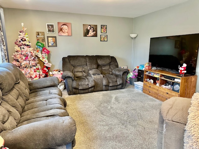 living room featuring carpet