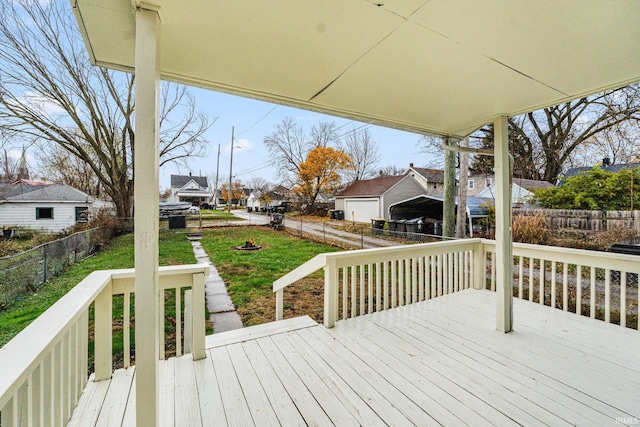 deck with a yard