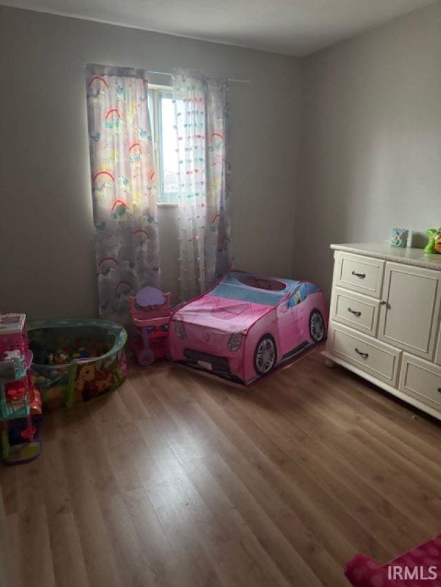 bedroom with wood-type flooring