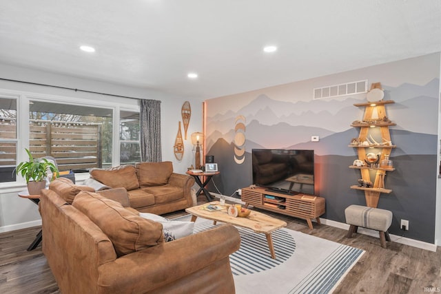 living room featuring wood-type flooring