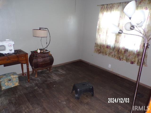 interior space with dark hardwood / wood-style flooring