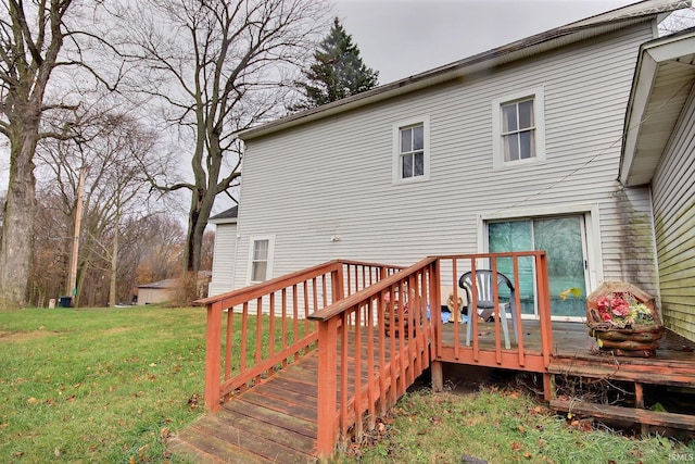 wooden deck with a yard