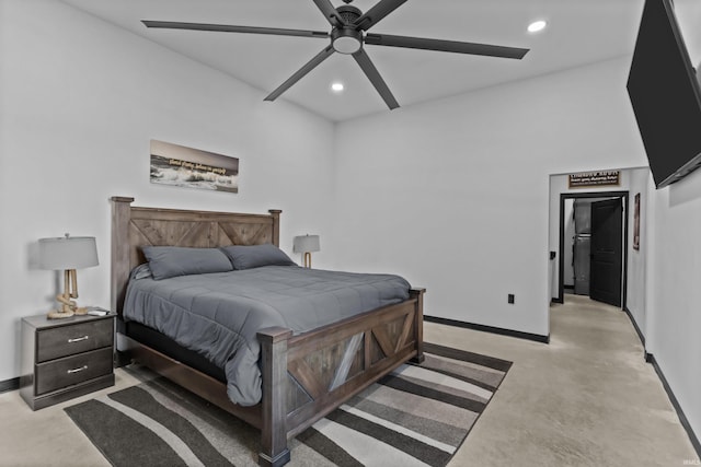 bedroom featuring ceiling fan