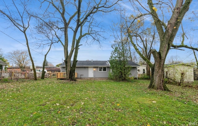 view of yard with a deck