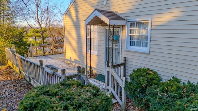 view of home's exterior featuring a deck