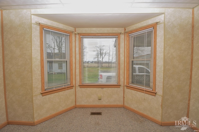 unfurnished room with carpet floors