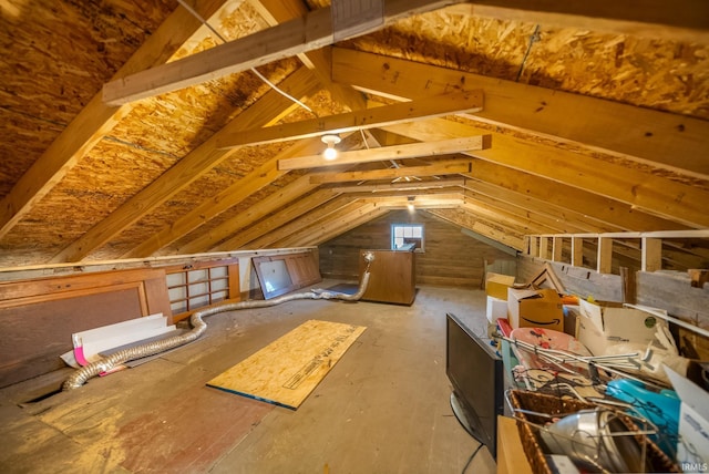 view of unfinished attic