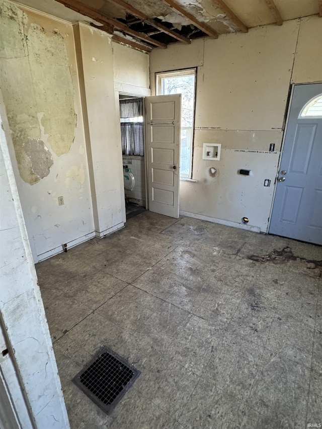 interior space with hookup for a gas dryer