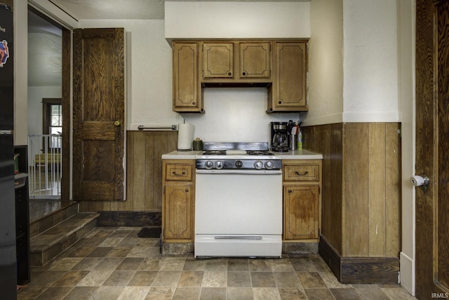 kitchen with white range oven