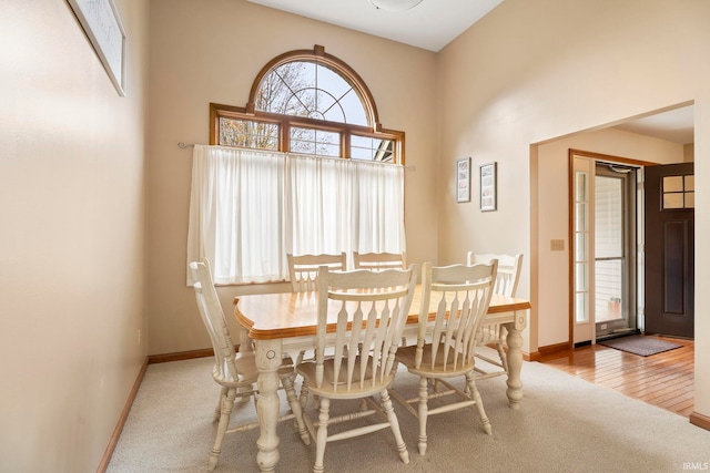 dining room with light wood-type flooring