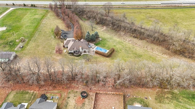 bird's eye view with a rural view