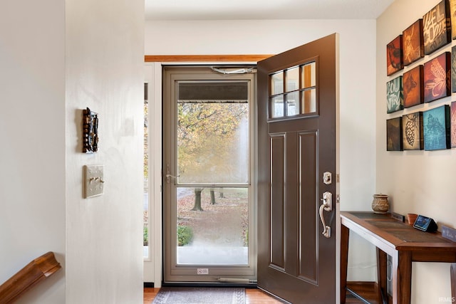 entryway with light hardwood / wood-style floors