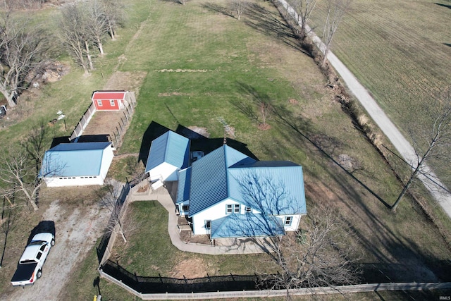 aerial view featuring a rural view