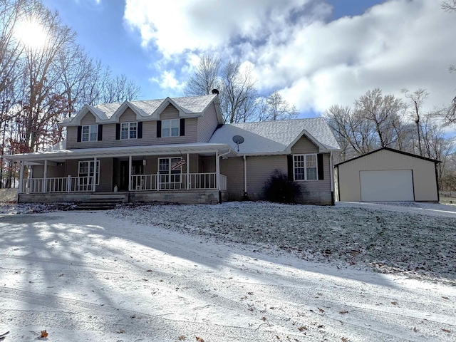 view of front of property featuring a garage and an outdoor structure