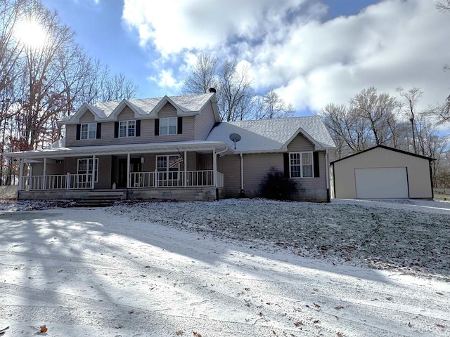 3020 10 Oclock Rd, Bloomingdale, IN 47832 - view of front of house featuring an outbuilding, a porch, a garage, and roof with shingles