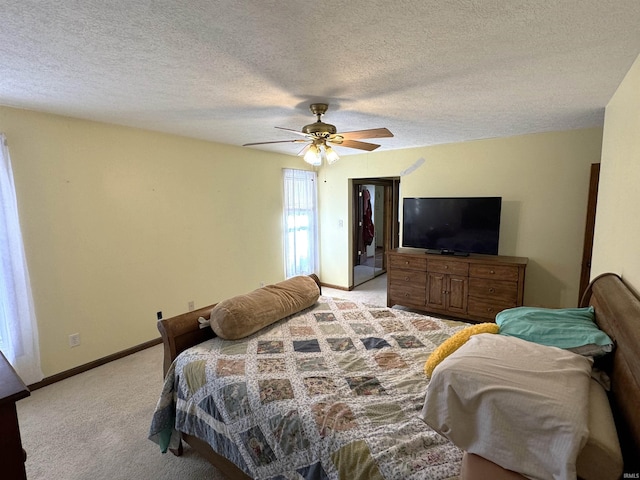 3020 10 Oclock Rd, Bloomingdale, IN 47832 - bedroom with light carpet, a textured ceiling, baseboards, and ceiling fan