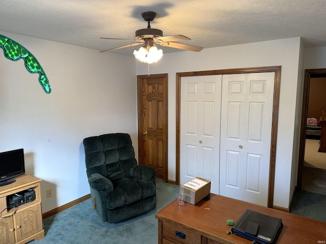 3020 10 Oclock Rd, Bloomingdale, IN 47832 - carpeted office space featuring a ceiling fan, baseboards, and a textured ceiling