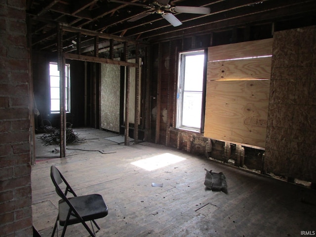 misc room featuring a wealth of natural light and ceiling fan