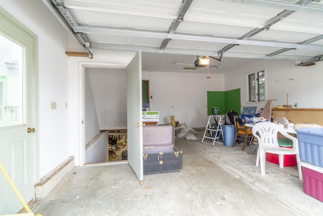 garage with a garage door opener