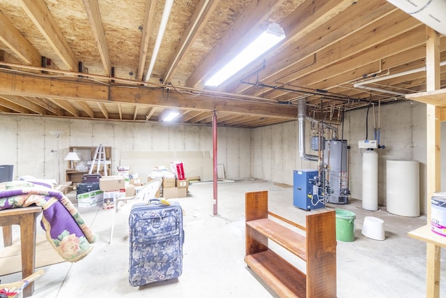 basement with gas water heater