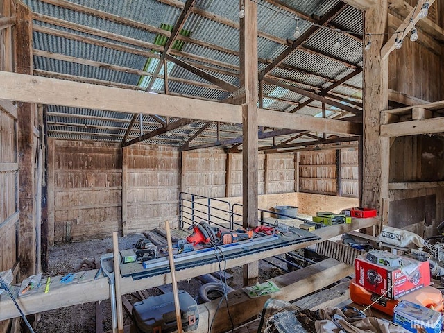 misc room with lofted ceiling