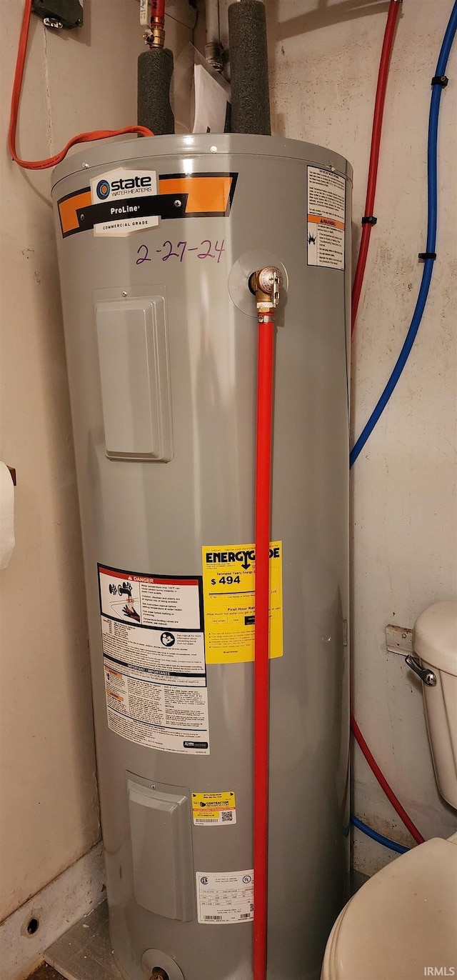 utility room with electric water heater