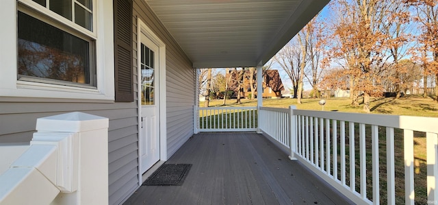 wooden deck featuring a porch