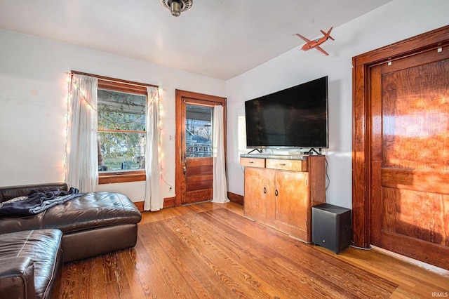 living room with light wood-type flooring