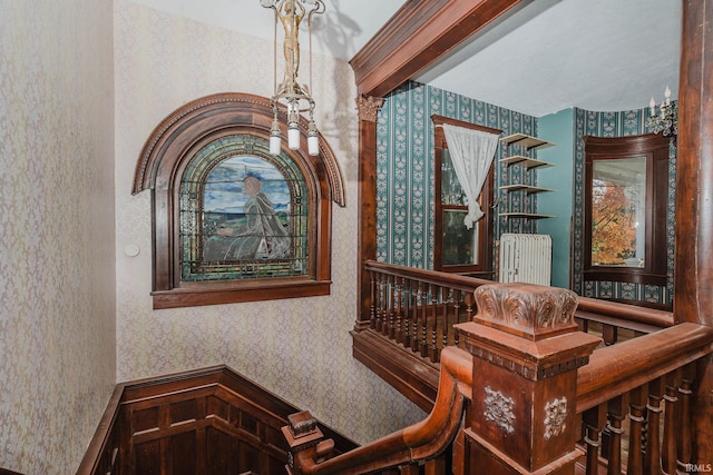 living area with beamed ceiling