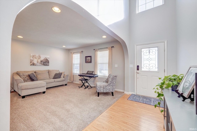 living room featuring light wood-type flooring