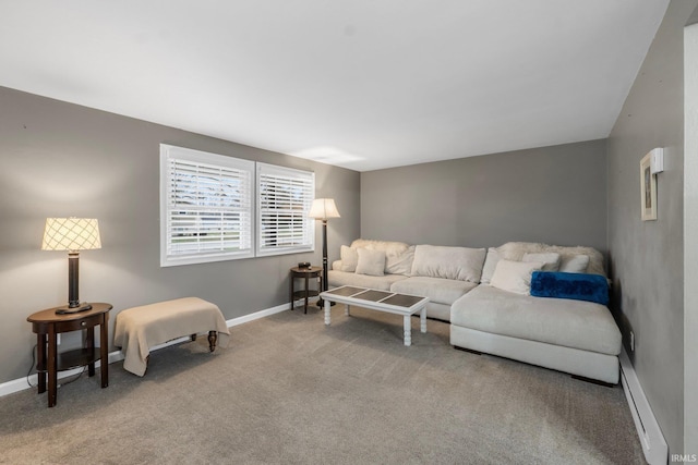 living room featuring carpet