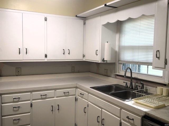 kitchen with white cabinetry, sink, and dishwasher