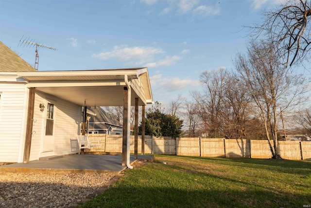 view of yard featuring a patio area