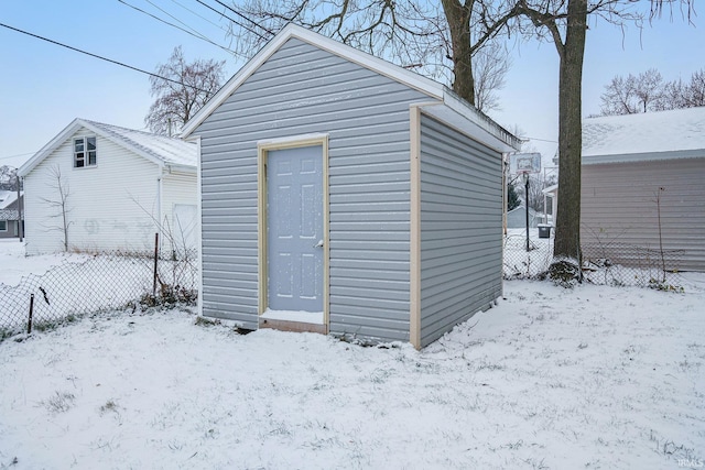 view of snow covered structure