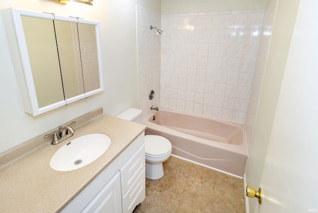 full bathroom featuring vanity, shower / bathtub combination, and toilet