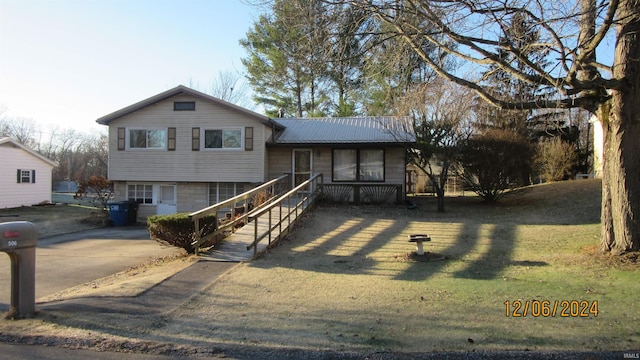 view of split level home