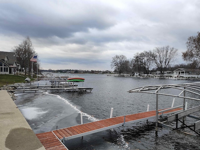 view of dock featuring a water view