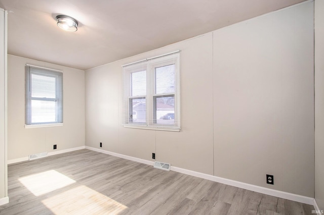 empty room featuring a wealth of natural light and light wood-type flooring