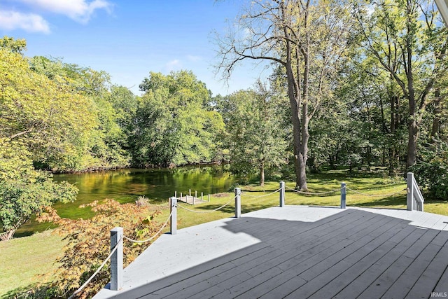 deck with a water view