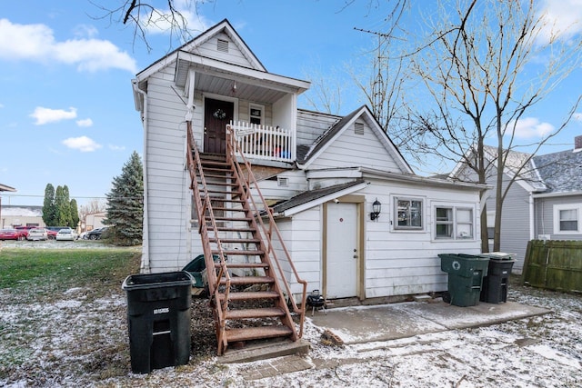 view of snow covered property